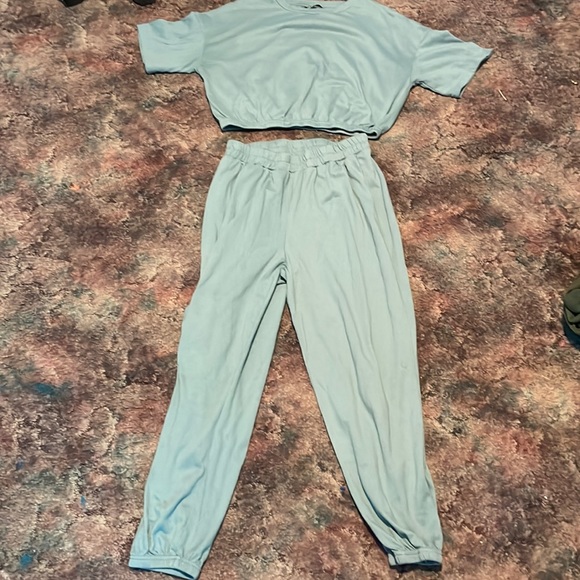 shein cropped two piece set with pants - Picture 1 of 4